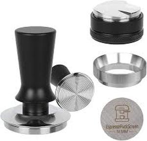 lot 8185 image: 51mm Espresso Accessories Kit, Spring Loaded Calibrated Tamper,mat��WDT Tool��Dosing Funnel��Puck Screen kit��Basket Removal Tool ��Cleaning ClothSet�� Fits Espresso Coffee Machines and 51 mm Portafilters