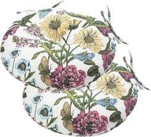 lot 13310 image: Floral Pattern Round Chair Cushion Set 2pcs
