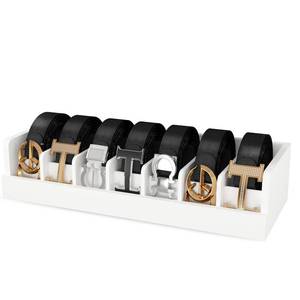 lot 1572 image: Piconico Belt Storage Organizer Box - 7 Grids Bamboo Belt Organizer for Closet  Wooden Belt Tie Hanger Racks for Men Women Drawer  Belt Display Holder Wall Mount with 2 Pcs Tie Clip (White)