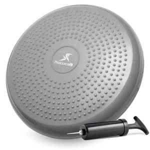 lot 1587 image: ProsourceFit Core Balance Disc Trainer, 14in Diameter with Pump for Fitness, Balance Training, or Seating Wobble Board for Core Stability Flexible Floor Cushions for Kids, Gray