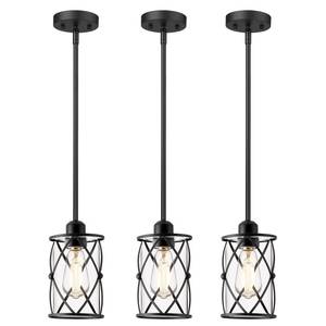 lot 1589 image: Osimir Glass Pendant Lights Kitchen Island 3 Pack, Black Kitchen Pendant Lighting Over Island with Rod, Modern Mini Hanging Light for Sink Dining Room, CH9176BK-3PK