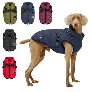 lot 2380 image: AIMYDOG Warm Dog Winter Coat, Dog Cold Weather Jacket with Built-in Harness, Reflective and Adjustable Comfortable Pet Vest, Windproof Apparel for Small Medium Large Dogs (Navy)