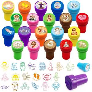lot 2394 image: Ceiba Tree He is Risen Easter Stamps 20 Pcs Christian Religious Jesus Easter Basket Stuffers Egg Fillers Gifts for Kids Self-Ink Stamps for Sunday School Rewards