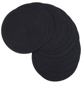 lot 2407 image: SHACOS Black Round Placemats Set of 12 Heavy Cotton Polyester Woven Braided Place Mats Washable Heat Resistant Non Slip Table Mats
