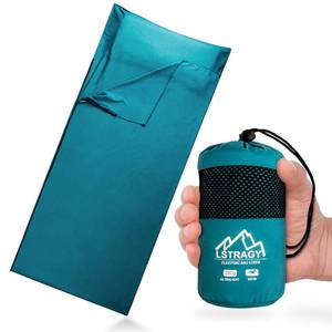 lot 2418 image: Ultralight Sleeping Bag Liner, 9.8oz Satin Sleep Sack, Comfy Breathable and Cooling and Silky Soft liner, Travel Sheets and Adult Sleep Sack with 2 Way Zipper, Ideal for Backpacking, Hotel, Camping, Hostels