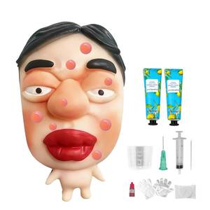 lot 2422 image: Pimple Popping Squishy Stress Relief Fidget Toy Reusable Silicone Pimple Popper Set Soft Sensory Squeeze Toy with Refill Kit Satisfying Burst Play for Desk Relaxation Large Size (PoutFace)