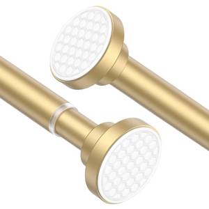 lot 2430 image: AIZESI Tension Curtain Rod 28 to 48 Inch, 1pcs Tension Rod 1 Inch Diameter Gold Small Shower Curtain Rod Adjustable Non-Drilling, Anti-Slip, Anti-Rust Spring Loaded Curtain Rods