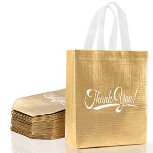 lot 2433 image: 30 Pcs Thank You Gift Bags with Handles 10inH x 8inL x 4in W Inch Bulk Reusable Thank You Return Gift Bags Nonwoven Foldable Bag for Business, Shopping, Wedding, Baby Shower, Graduations, Party Favors
