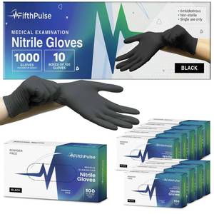 lot 3048 image: Black Medium Nitrile Gloves Case of 1000 - Medical Grade - Latex-Free, Powder-Free - Disposable Nitrile Gloves - Medical Exam, Lab, and Industrial Use