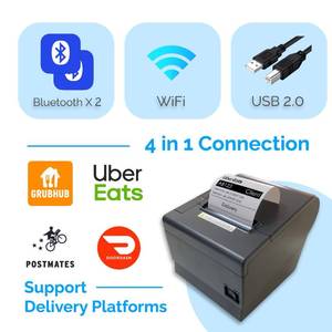 lot 3059 image: Delivery Platform Thermal Printer 3in 18 PaperWidth POS Cash Register Dual Bluetooth WiFi USB Support Print Receipt Ticket Ubereats Doordash Grubhub Postmates APP for Food ToGo take out away Shop