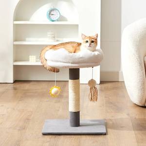 lot 3062 image: Gardner Pet 20in Cat Tree Corduroy, Solid Wood Small Cat Tree for Kittens and Indoor Cats (Grey, Square-Corduroy)