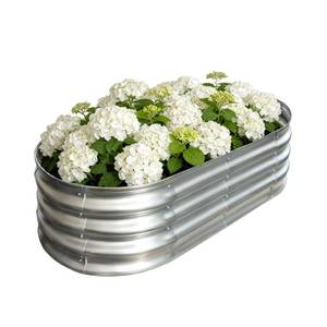 lot 3070 image: Vivagarden Galvanized Raised Garden Bed Outdoor, Large Raised Bed for Gardening, 4x2x1ft Metal Planter Box for Vegetables, Fruits, Flowers, Easy Assembly with Wing Nuts and Safe Rolled Design, Silver