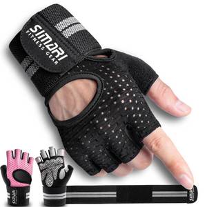 lot 4126 image: SIMARI Breathable Workout Gloves for Men Women, Padded Weight Lifting Gloves with Wrist Wraps Support, Full Palm Protection, Grip for Gym Training, Fitness, Weightlifting, Exercise Fingerless Black