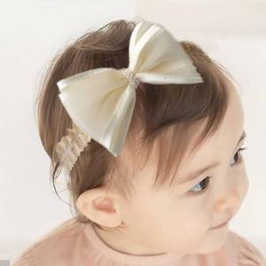 lot 4131 image: Asphinien Cute Baby Girl Lace Headband Lace Bow Hair Accessories Elastic Bow Head Wrap for Newborn Infant Toddler Christening Baptism Party Hair Accessories for 0-36 Months (Ivory F, Free)