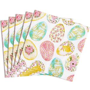 lot 4136 image: 50 Pack Happy Easter Paper Napkins Colored Egg Napkins Spring Floral Beverage Napkins Bunny Egg Cocktail Napkins Home Family Dinner Holiday Easter Party Supplies 6.5 x 6.5 Inches