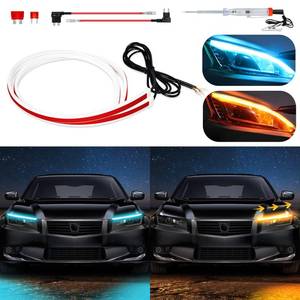 lot 4138 image: DUOFU365 Car LED Strip Lights,DRL Daytime Running Lights Waterproof Flexible 24 Inch Dual Color Car Led Strip Sequential Switchback Led Strip Ice Blue andAmberYellow