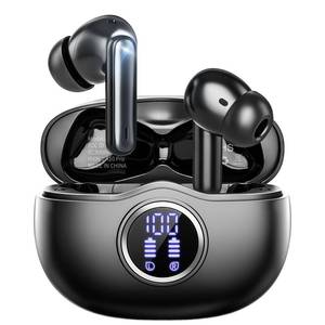 lot 4142 image: Fhumsh Wireless Earbuds, Bluetooth 5.3 Headphones HiFi Stereo 50H Playback LED Digital Display Ear Buds with ENC Noise Canceling Headset, IPX7 Waterproof Earphones for GymRunningWork (DeepBlack)
