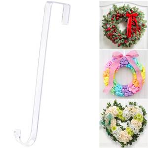 lot 4143 image: 12in Clear Wreath-Hanger Non Scratch Hooks, 1 Pack Wreath-Hanger, Over The Door Hooks Deceneration, Slim Hangers Organizer