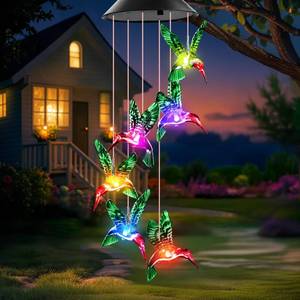 lot 4174 image: Mom Grandma Nana Wife Sister Gifts for Mothers Day, Mother Birthday Gardening Hummingbird Gifts for Women, Winzwon Wind Chimes Solar Lights Outdoor Decor for Garden Patio Yard Porch