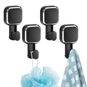 lot 4191 image: TAILI 4 Pack Powerful Suction Cup Shower Hooks for Towel, Loofah, Clothes, Damage Free Hanging Versatile Utility Wall Holders, Stylish Removable Suction Hooks for Inside Shower, Easy to Install, Black