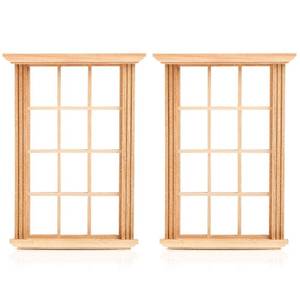 lot 4197 image: SHINEOFI 112 Scale Dollhouse Window Miniature Wooden Window Frames 12-Lattice Model for DIY Crafts Dollhouse Furniture Decoration Accessories 2pcs