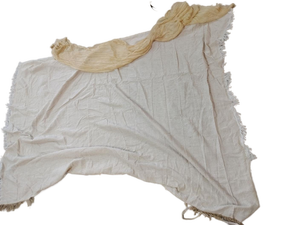 lot 5972 image: Cream Colored Woven Throw Blanket with Fringe Edges 79x60 in