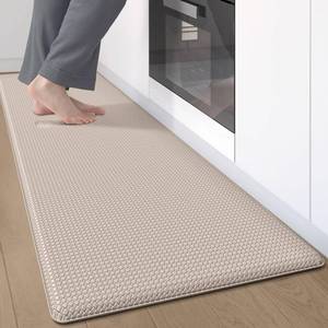 lot 5974 image: Oakeep Kitchen Mats for Floor Cushioned Anti Fatigue, Runner Rug Waterproof, Memory Foam Padded for Standing, 17x59, Beige