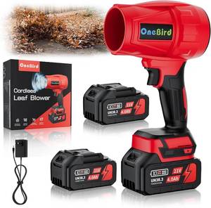 lot 5976 image: Cordless-Leaf-Blower-Electric Leaf Blower for Lawn Care 560 CFM-Handheld Blower Portable with Battery and Charger with 21V-4.0Ah-2 Batteries, Lightweight Blower for Patio Cleaning dust -Red