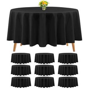 lot 5980 image: Teruntrue 10 Packs Premium Black Round Tablecloth 90 Inch Polyester Table Cloth Bulk Washable Polyester Fabric Tablecloths Table Cover for Wedding Party Banquet Buffet Holiday Dinner (Black, 90 Inch)