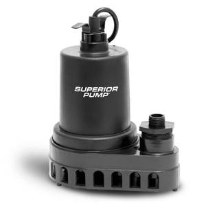 lot 5989 image: Superior Pump 91570 3300GPH Thermoplastic Submersible Utility Pump with 10-Foot Cord, 12 HP