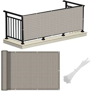 lot 5991 image: LOVE STORY Balcony Privacy Screen, 3ftx16ft Deck Shield Screen Fence Cover,UV Protection and Weather-Resistant,3 FT Height for Deck, Patio, Backyard, Outdoor Pool, Porch, Railing, Beige-Grey