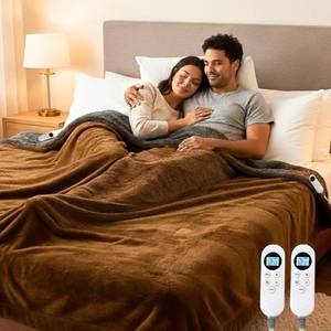 lot 5993 image: Heated Blanket Queen Size, 84inx90in Electric Heating Soft Dual-Sided Flannel Machine Washable Blanket, 12 Heat Levels and 12 Hours Auto Off, Soft Warm Flannel Blanket, Overheat Protection with ETL and FCC
