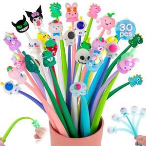lot 6144 image: PGPBW 30 Squishy Pens for Kids, Cute Fun Stress Relief Bobblehead Pen, Party Favors, Birthday Gifts for Boys and Girls, Classroom Prizes