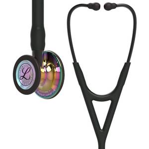 lot 6149 image: 3M Littmann Cardiology IV Diagnostic Stethoscope, 6240, More Than 2X as Loud, Weighs Less, Stainless Steel High Polish Rainbow-Finish Chestpiece, 27in Black Tube, Smoke Stem, and Headset