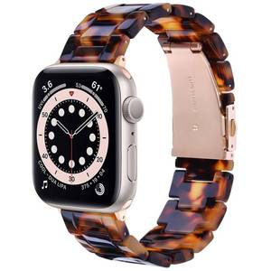 lot 6152 image: V.R.HOPE Resin Watch Band Compatible with Apple Watch Band for Women 38mm 40mm 41mm 42mm Tortoise Fashion Lightweight Bracelet Strap for iWatch Series 1110987654321SE3 (Tortoiseshell)