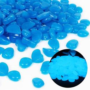 lot 6159 image: Oubest Fish Tank Rocks Glow in The Dark Pebbles for Garden Aquarium Plant PotsBonsai Walkway Driveway 100pcs Blue