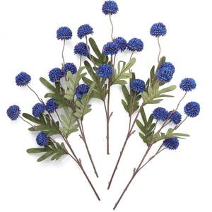 lot 6180 image: Floroom 5pcs Royal Blue Faux Silk Mums Artificial Flowers, Bulk Fake Small Mini Chrysanthemums with Stems for DIY Wedding Centerpieces Floral Arrangements Vase Fillers Home Decorations