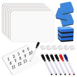 lot 6182 image: 6 Sets Mini Whiteboard Small Dry Erase Board 9ftftx 12ftft Double Sided Small White Board Dry Erase with Markers Erasers Pen Holders Portable Mini Whiteboard for Classroom Teacher Home Office