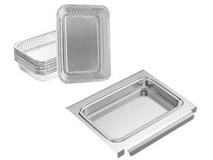 lot 6192 image: 67047 Oil Catch Pan with 6415 15-Pack Aluminum Pan Liners for Weber Spirit IandII 200 and 300 Gas Grills, 83156 Grease Drip Tray Liners Parts for Weber Genesis IandII LX 200300 Series,for Weber Traveler