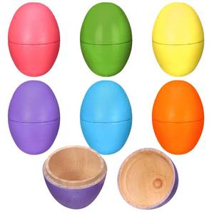 lot 6193 image: CroBlissful 12 Pcs Wooden Easter Eggs 2.76 Inch Fillable Fake Easter Eggs Bulk Reusable DIY Empty Wooden for Crafts Hunt Basket Stuffers Fillers Party Favor Decorations (Multicolor)