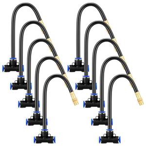lot 6202 image: Zonon 10 Pcs Brass Misting Nozzles Tee with 8in Built in Hose for 0.32in8 mm Tubing 360 Degree Rotation Adjustable Water Mister Nozzle Thread Sprayer Misting Part Accessories for Patio Outdoor Cooling