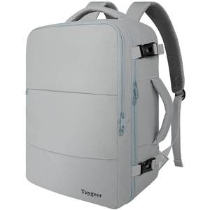 lot 6224 image: Taygeer Carry On Backpack for Men Women, Travel Backpack with Water Bottle Pocket and Shoe Pouch, Laptop Mochila 17.3inch Flight Approved, College Teacher Tote Bag for Business Travel, Grey
