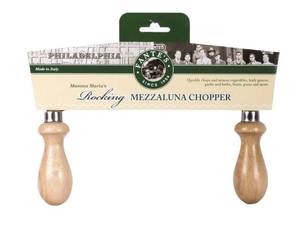 lot 6230 image: Fantes Mezzaluna Rocking Chopper, Stainless Steel Blade with Beechwood Handles, 9.5-Inch Blade, The Italian Market Original since 1906
