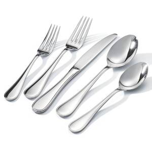 lot 6234 image: KINGSTONE 40 Piece Teardrop Silverware Set for 8, 1810 Stainless Steel Flatware Set, Modern Design Cutlery Set for HomeHotelWedding,Mirror Polished and Dishwasher Safe