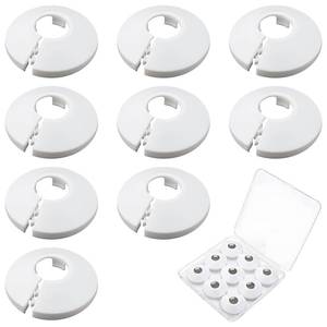 lot 6264 image: 9 PCS Fit 12 Inch Flange Water Pipe Cover Decoration 16mm(58in), 58in Escutcheon Plate, Plastic PP White Snap-On Escutcheon Plate 12 inch Cover for Wall Pipe Tube Decoration