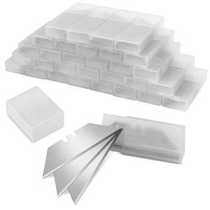 lot 6279 image: Romeda 100 Pcs Utility Knife Blade, SK5 High Carbon Steel Box Cutter Blades Refills with Storage Box, Sharp Utility Blades for Box Cutter, Non-Rusting Standard Razor Blade