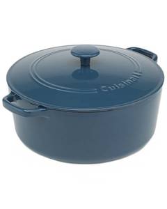 lot 6280 image: Cuisinart Cheffts Classic Enameled Cast Iron Round Covered Casserole (Provencial Blue, 7- Quart)