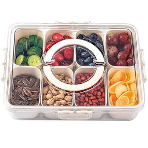 lot 6281 image: shopwithgreen Divided Serving Tray with Lid and Handle, Portable Snackle Box Charcuterie Container for Party, Veggies, Snack, Fruit, Nuts, Candy, Christmas Tray Snack Box for Entertaining, Picnic