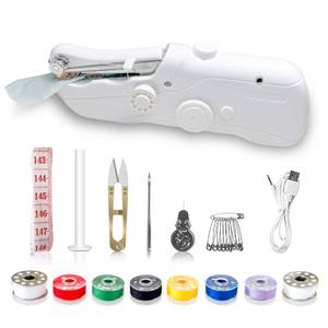 lot 6286 image: Hand-held sewing machine, mini portable fast electric sewing machine, easy for beginners and adults to use, hand-held sewing device for fast sewing is suitable for DIY home travel.
