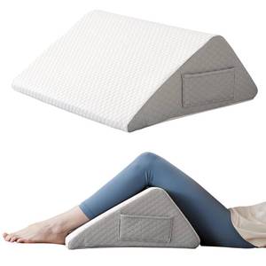 lot 6296 image: Ruqmuis Knee Pillow for Back Sleeping, 8in Knee Wedge Pillow to Elevate Knee, Leg Pillow for Back Pain Relief, Triangle Pillow, Leg Elevation Pillows for After Surgery, Blood Circulation, WhiteGrey